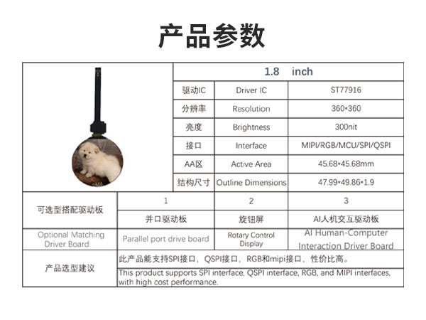 1.8寸圆形液晶显示屏