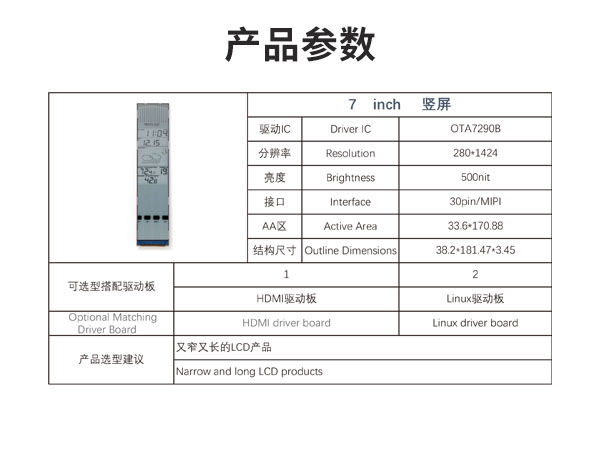7 寸条形液晶显示屏