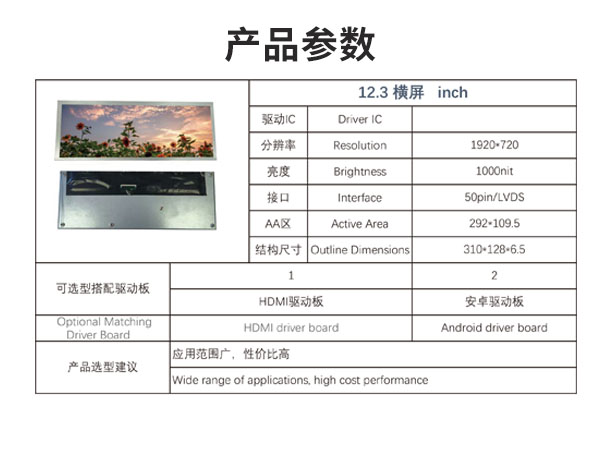 12.3寸横屏液晶显示屏